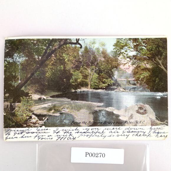 Antique Postcard 1907 Below the Biltmore Bridge Asheville North Carolina NC - Picture 1 of 2